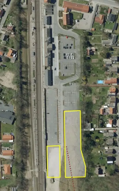 Kort over parkeringspladser ved Sor&oslash; station