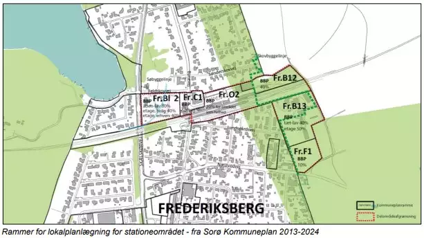 Rammer for lokalplanl&aelig;gning for stationeomr&aring;det - fra Sor&oslash; Kommuneplan 2013-2024